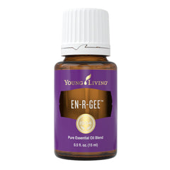Young Living En-R-Gee bottle close-up for energizing aroma supporting focus