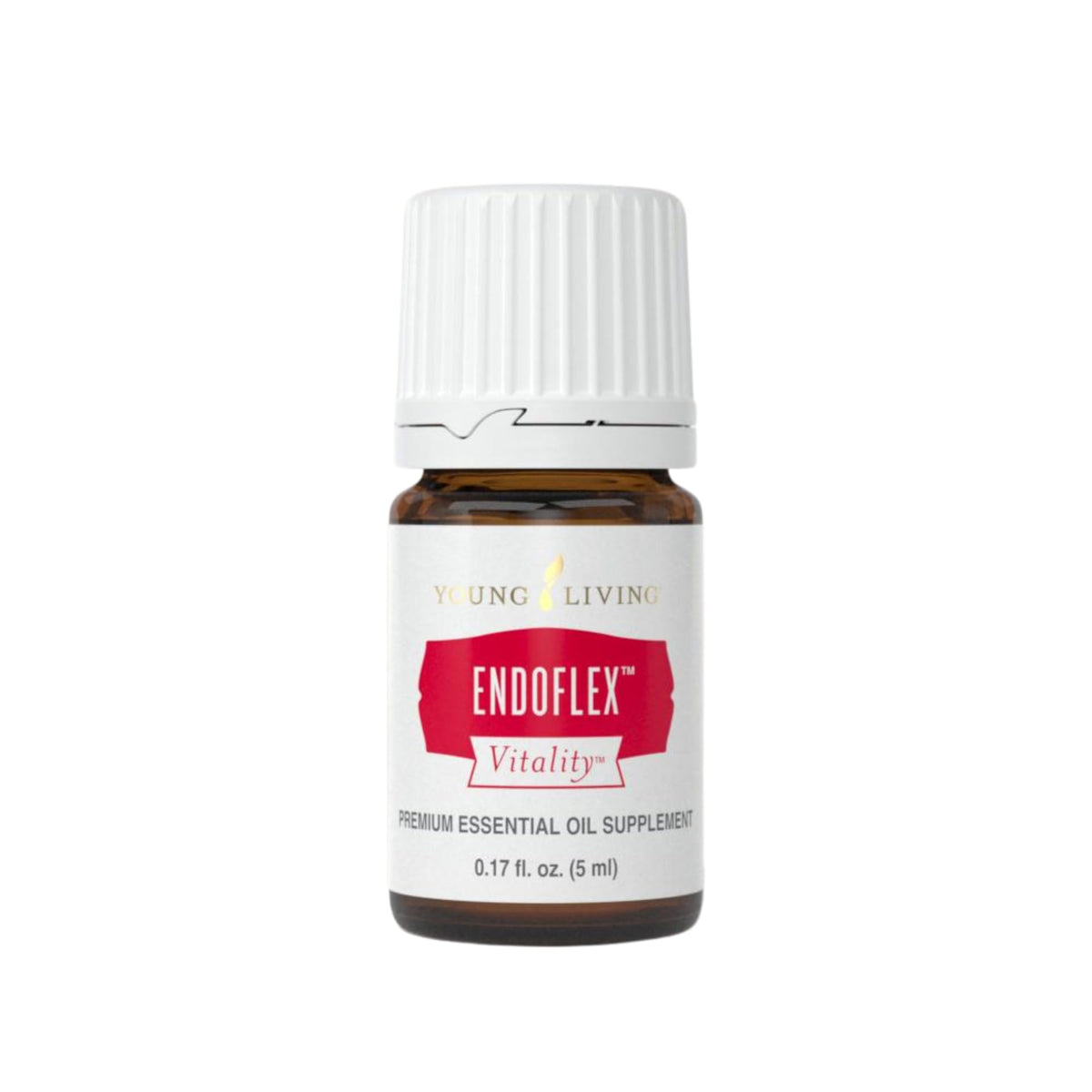 Young Living EndoFlex 5ml bottle shown, a portable blend for on-the-go calming aromatherapy.