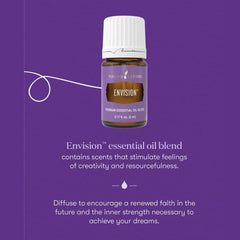 Young Living Envision diffuser in room creates uplifting, clear-minded atmosphere.