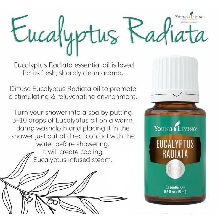 Young Living Eucalyptus Radiata packaging box highlighting vegan and gluten-free quality.