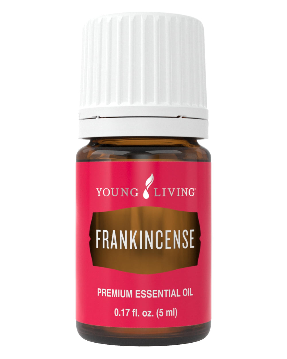 Young Living Frankincense essential oil bottle close-up for skincare and diffusion.