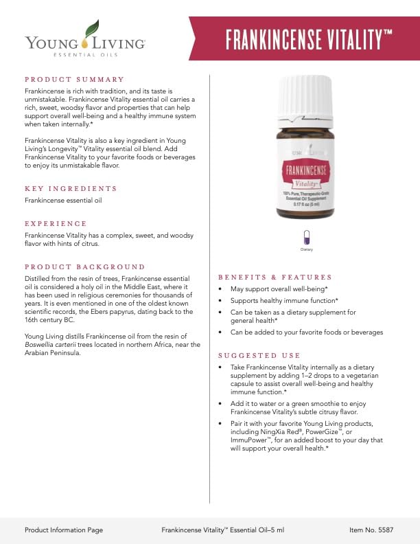Young Living Frankincense Vitality bottle with skin care routine in mind.