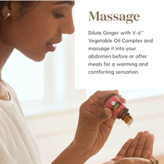 Closeup of Young Living Ginger Essential Oil label on bottle