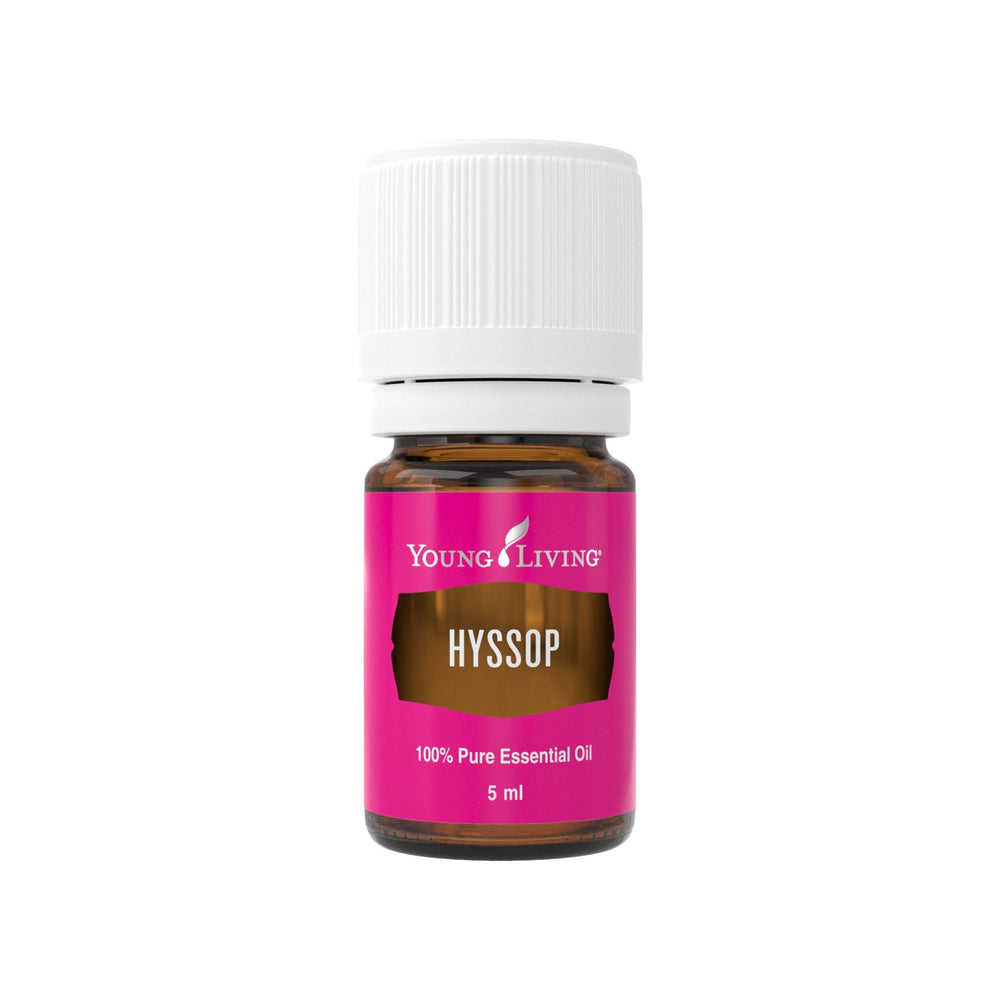 Young Living Hyssop essential oil bottle for diffusing and blending.