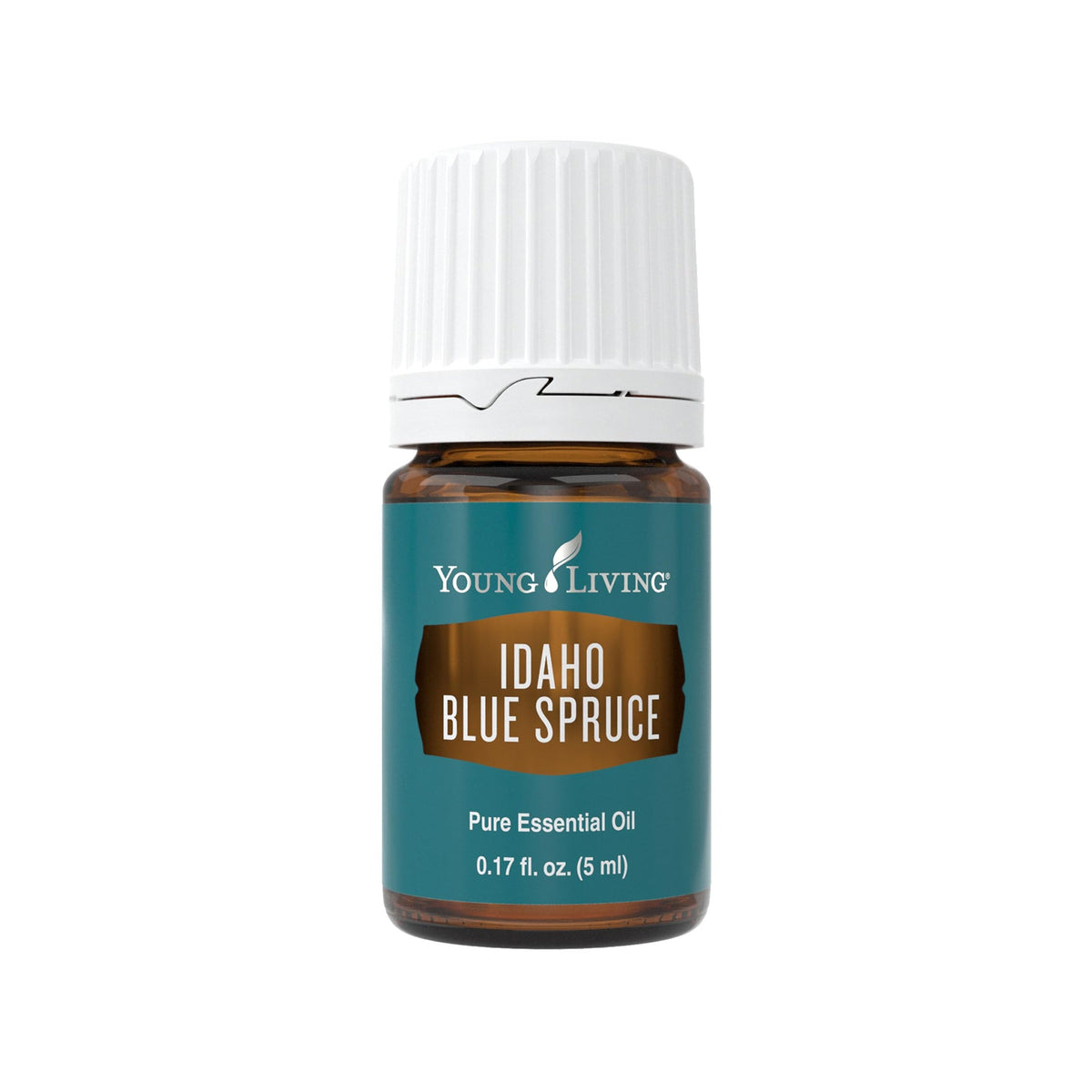 Young Living Idaho Blue Spruce essential oil bottle 5ml for topical use on tired muscles.
