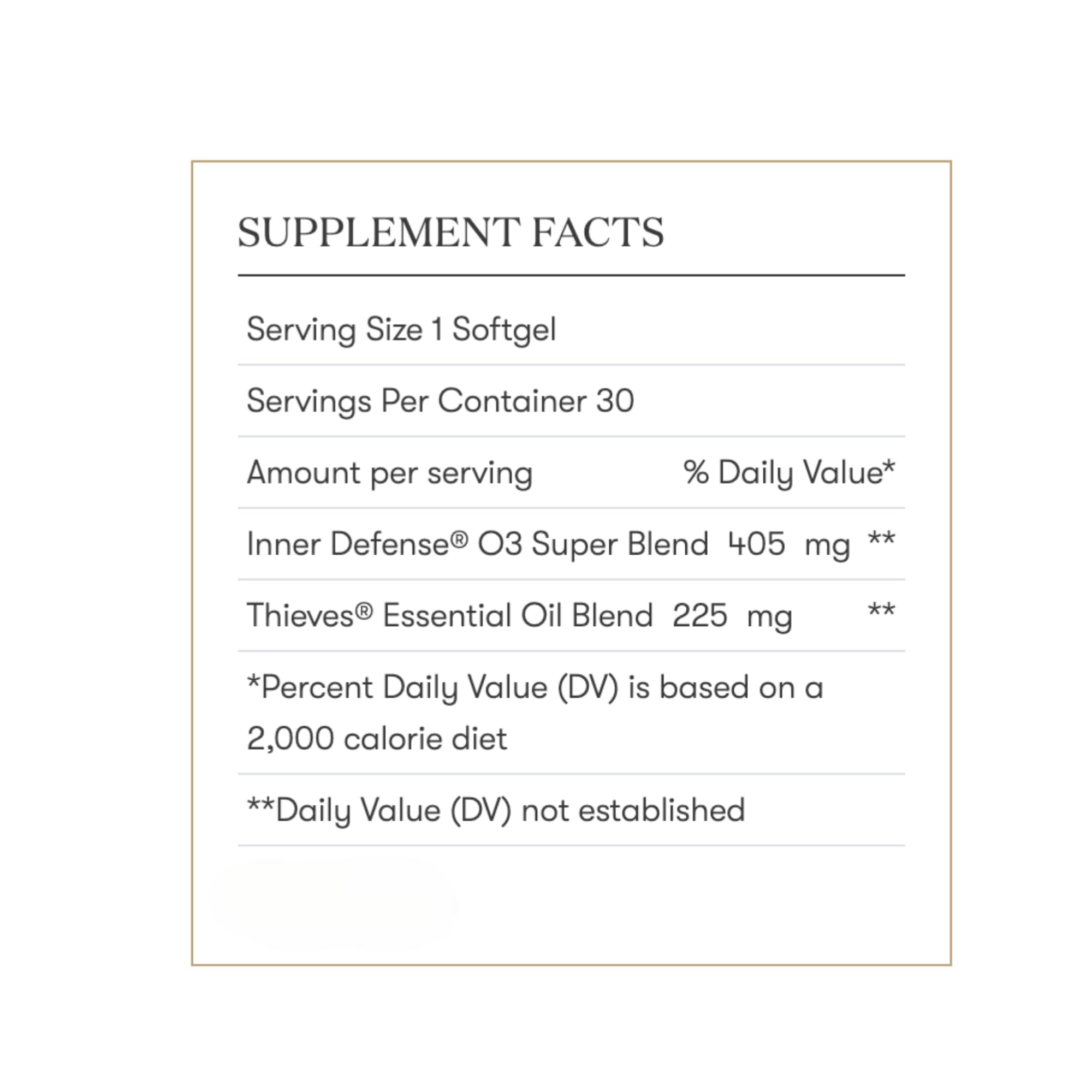 Young Living Inner Defense box and softgels showing portable wellness.