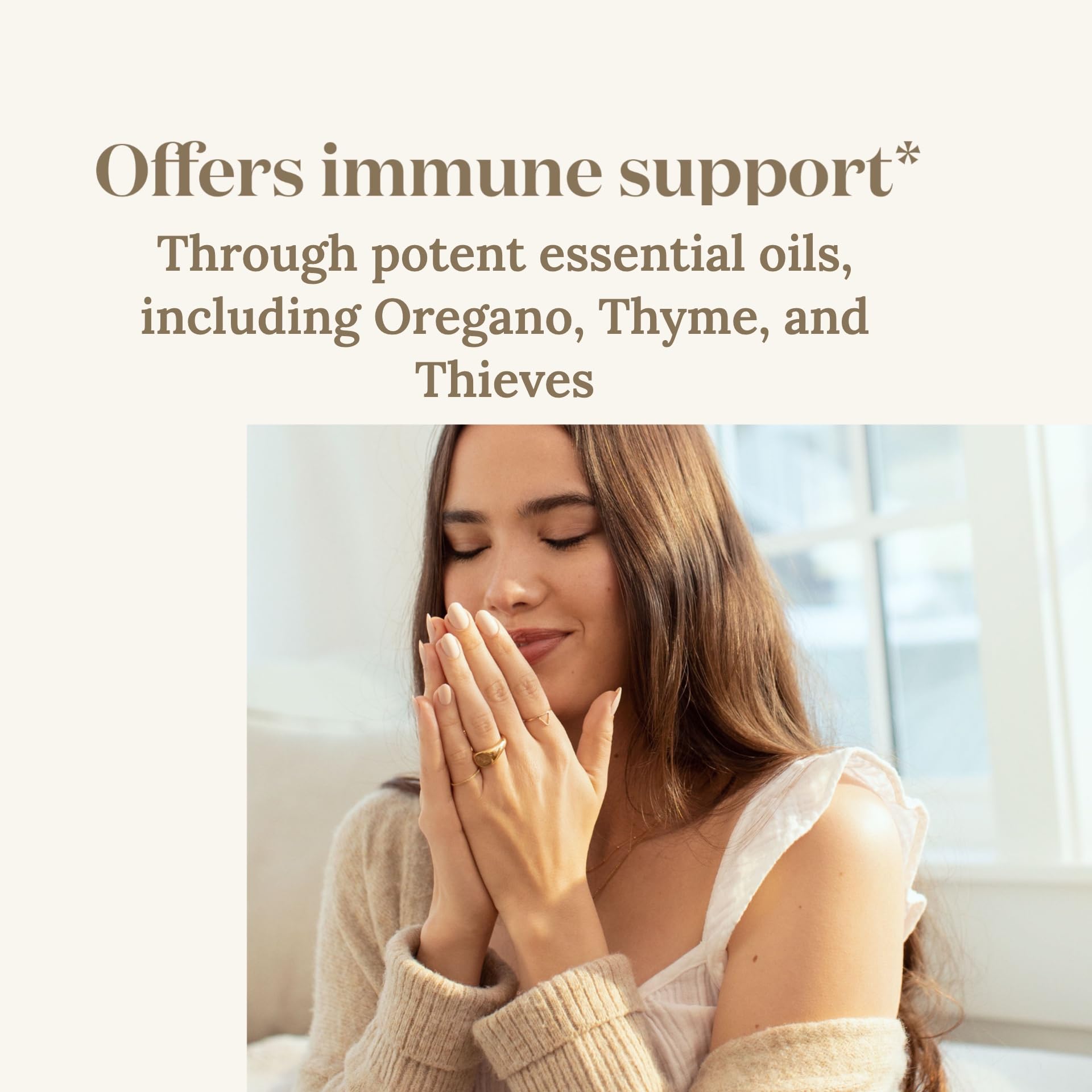 Young Living Inner Defense bottle showing daily routine use for seasonal wellness.
