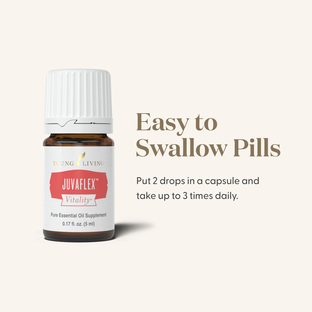 JuvaFlex Vitality bottle with glass and water for hydration-friendly ritual.