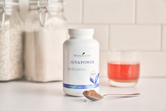Young Living JuvaPower ingredient shot emphasizes antioxidant-rich veggie mix for everyday use.