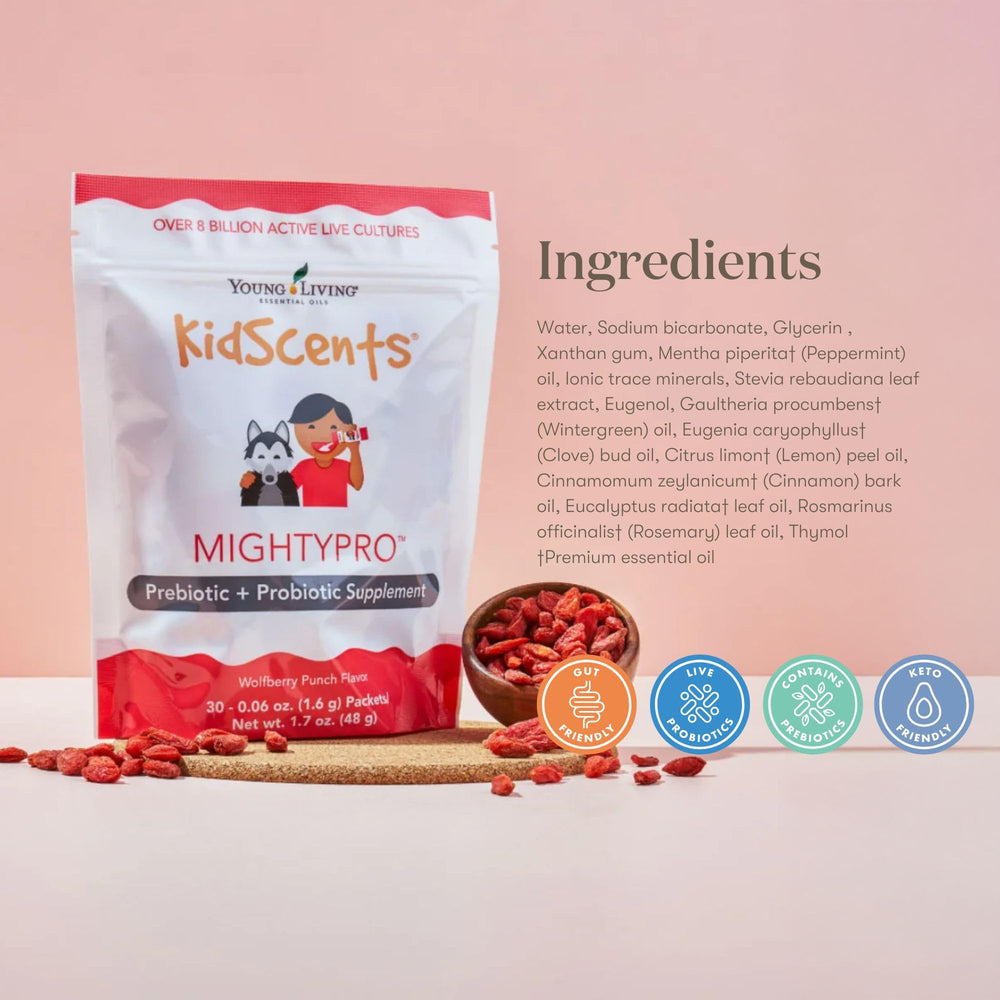 Young Living KidScents MightyPro easy direct-use packets for busy families.
