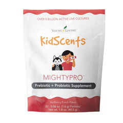 Young Living KidScents MightyPro packets dissolve for easy daily probiotic and prebiotic support.