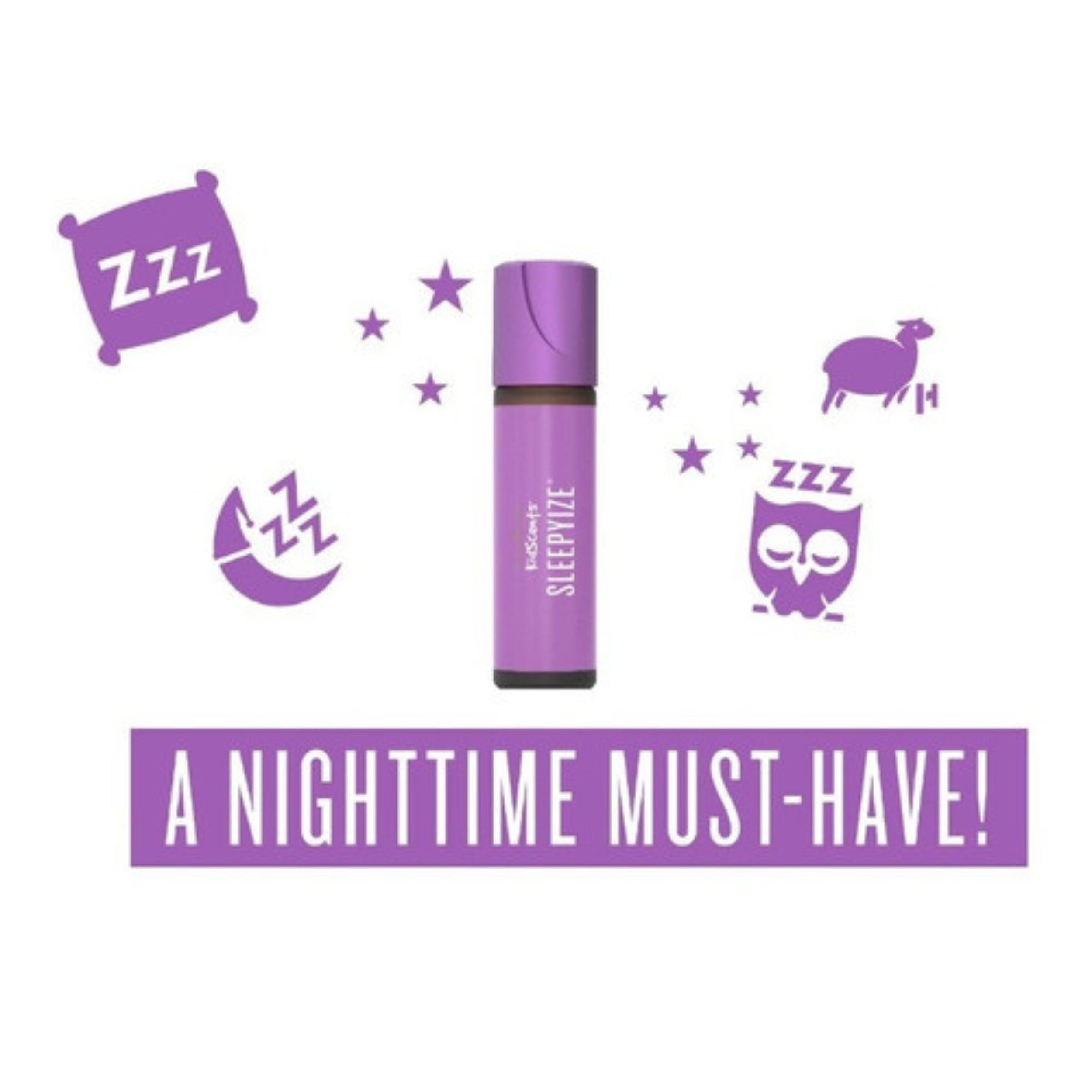 Child-friendly SleepyIze packaging shown with a calm, ready-to-use routine