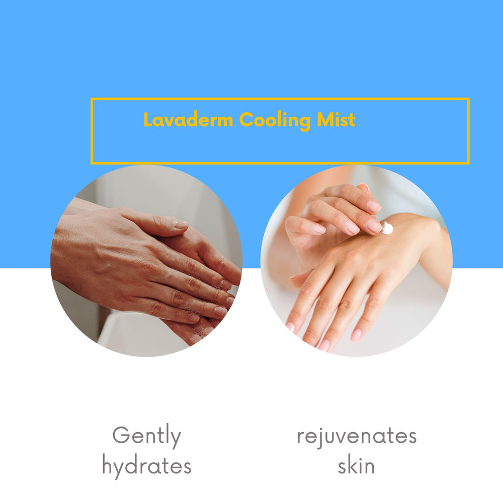 Young Living Lavaderm Cooling Mist spray dispenses lavender aroma for cooling skin comfort