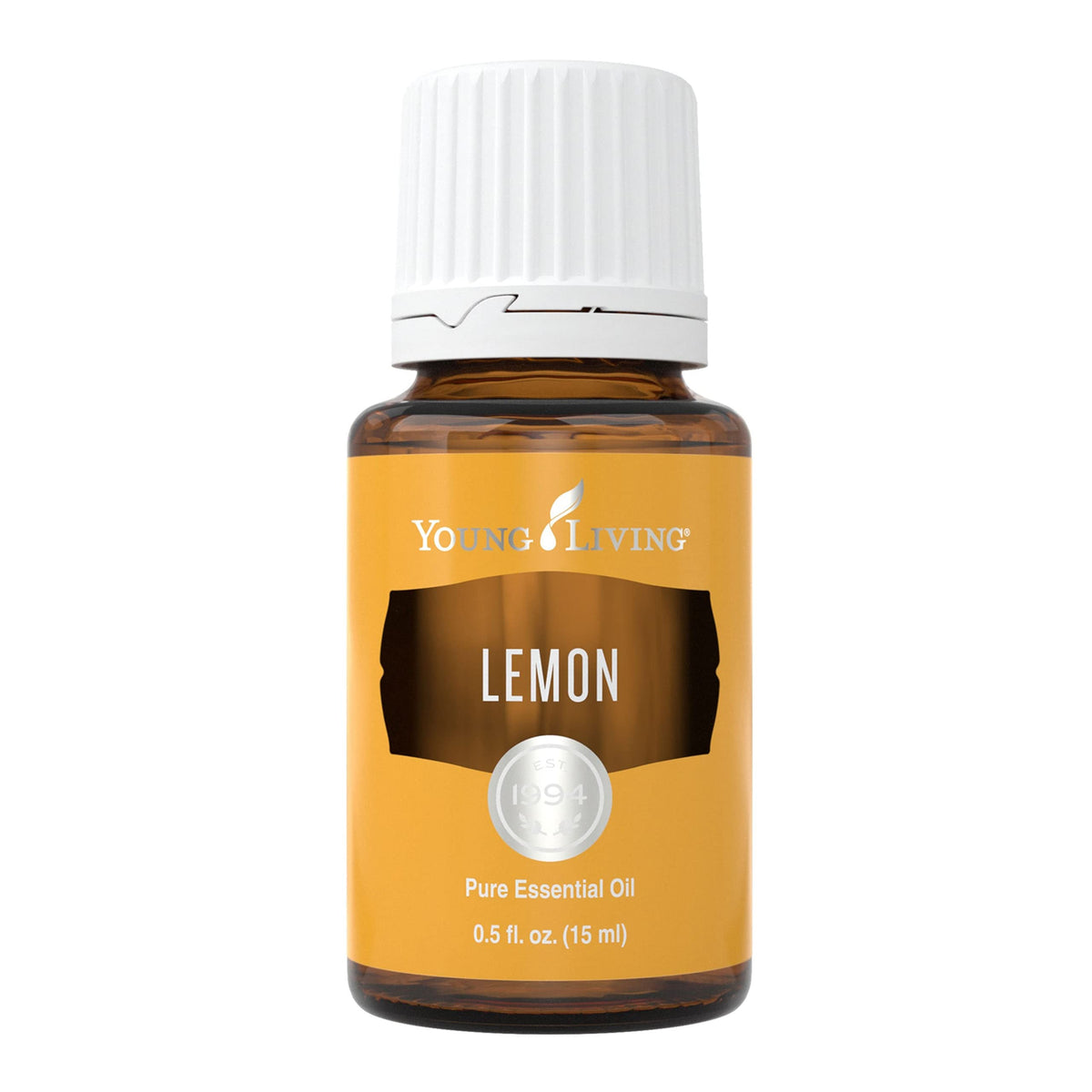 Young Living Lemon Oil 15ml bottle, bright citrus scent for diffusers and daily use.