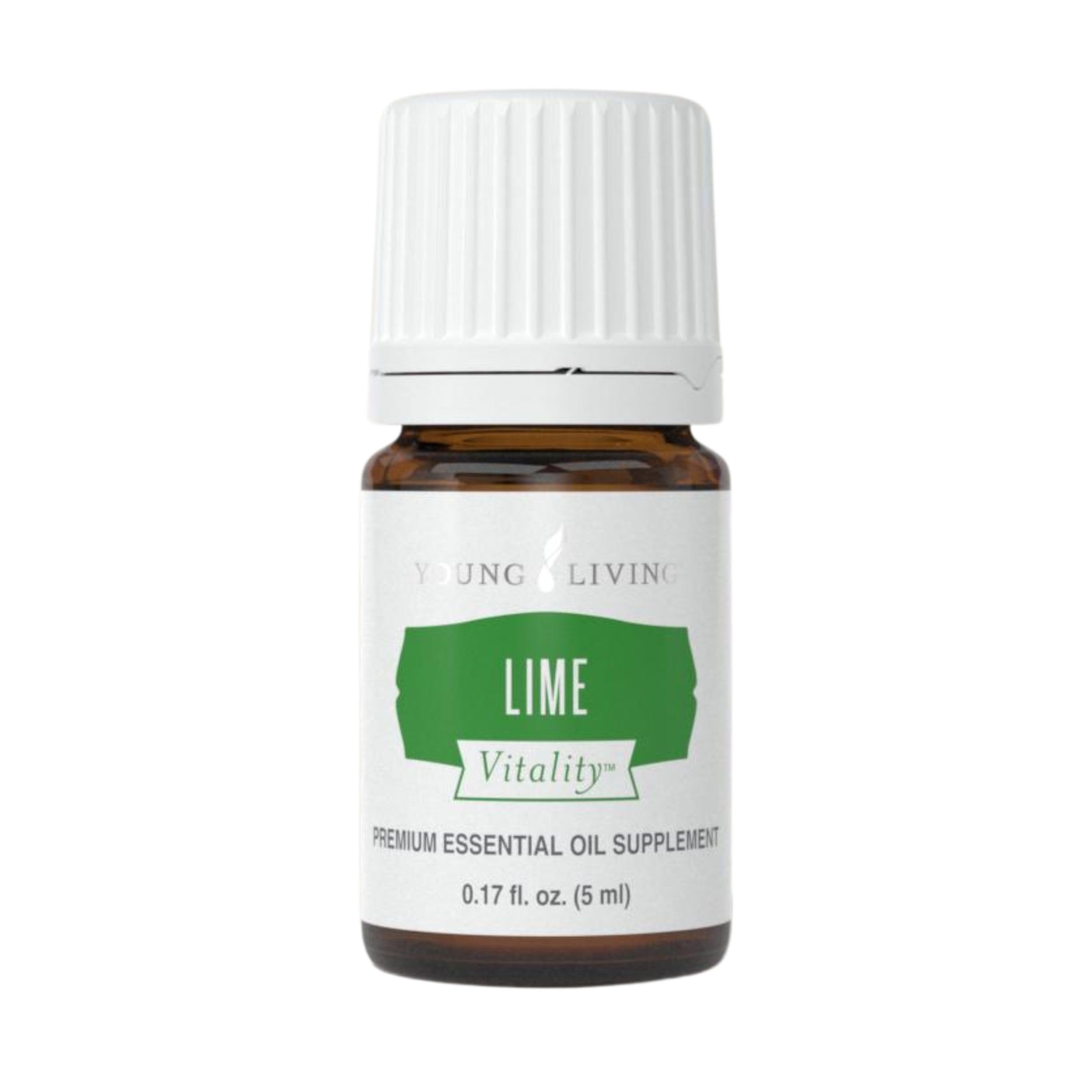 Young Living Lime Vitality 5ml bottle close-up for culinary use.
