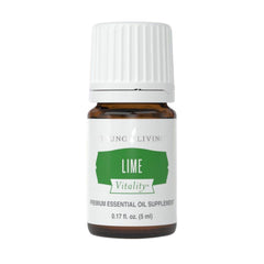 Young Living Lime Vitality 5ml bottle close-up for culinary use.