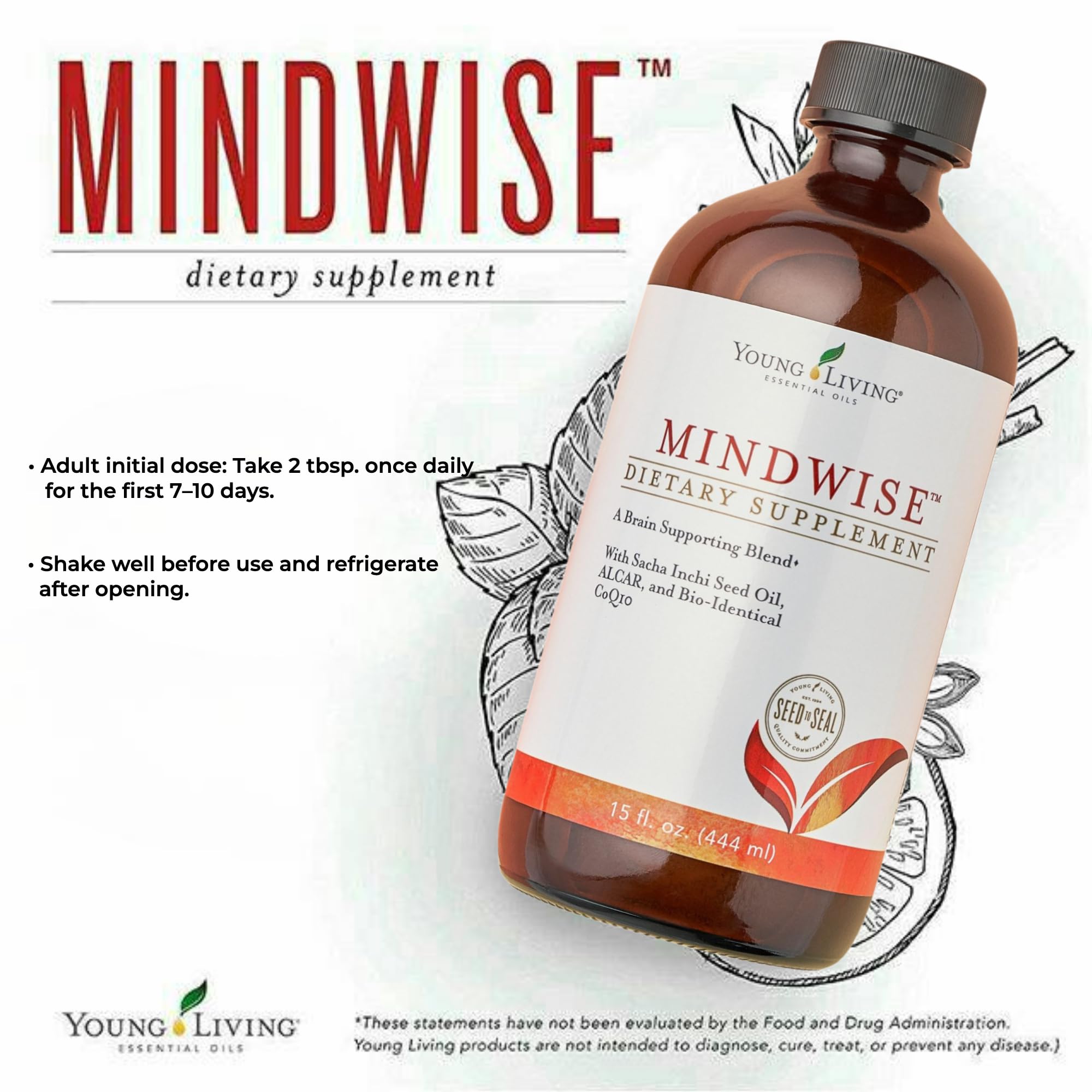 Young Living MindWise 15oz label emphasizes heart health support.