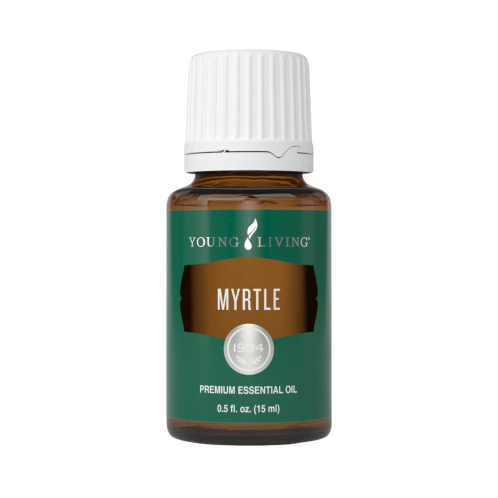 Young Living Myrtle Oil 15ml bottle for refreshing skincare prep and routine.