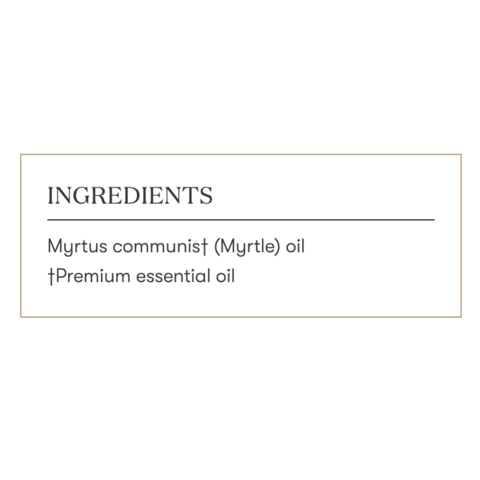 Young Living Myrtle Oil ingredients highlight natural notes and purity.