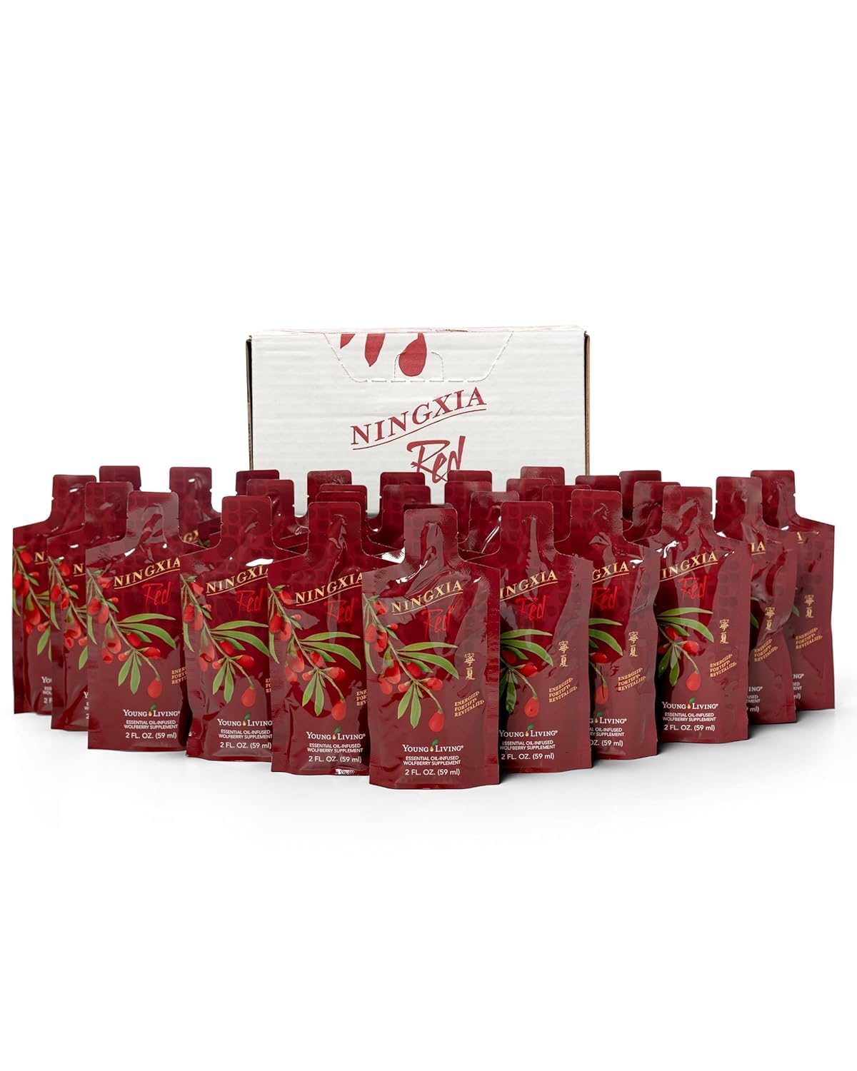 Young Living Ningxia Red 2oz single packet for convenient daily vitality on the go.