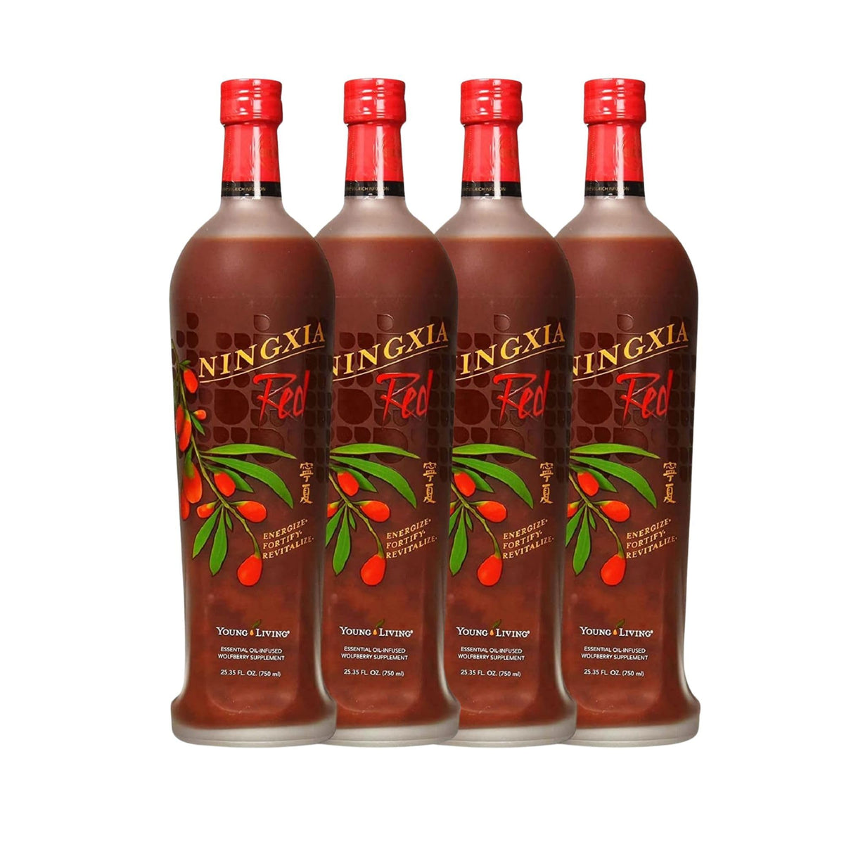 Young Living NingXia Red bottle pour highlighting convenient daily antioxidant support.