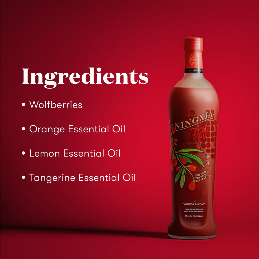 Young Living NingXia Red serving glass ready to enjoy.