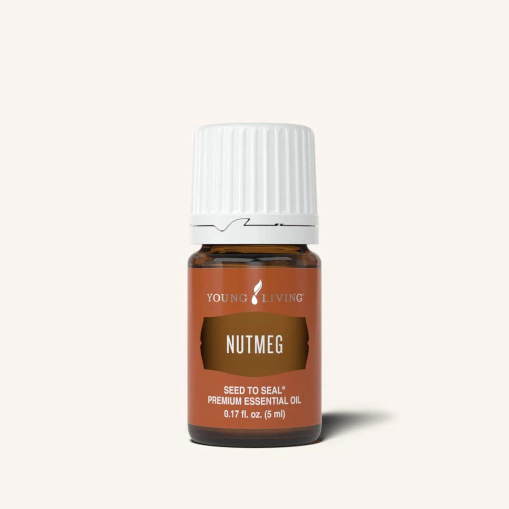 Young Living Nutmeg essential oil bottle for diffusion and topical use