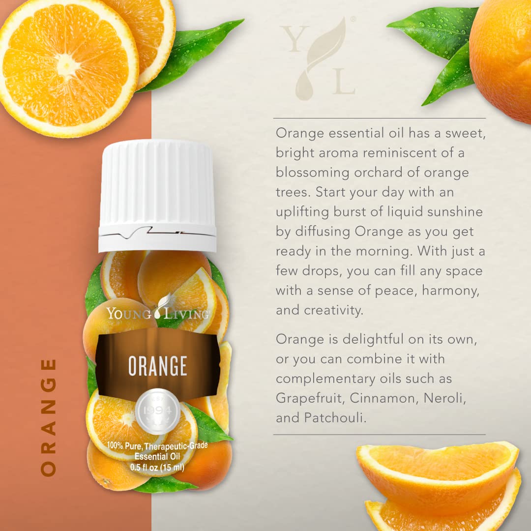 Diffuser setup with Young Living Orange Oil releasing a refreshing citrus scent.