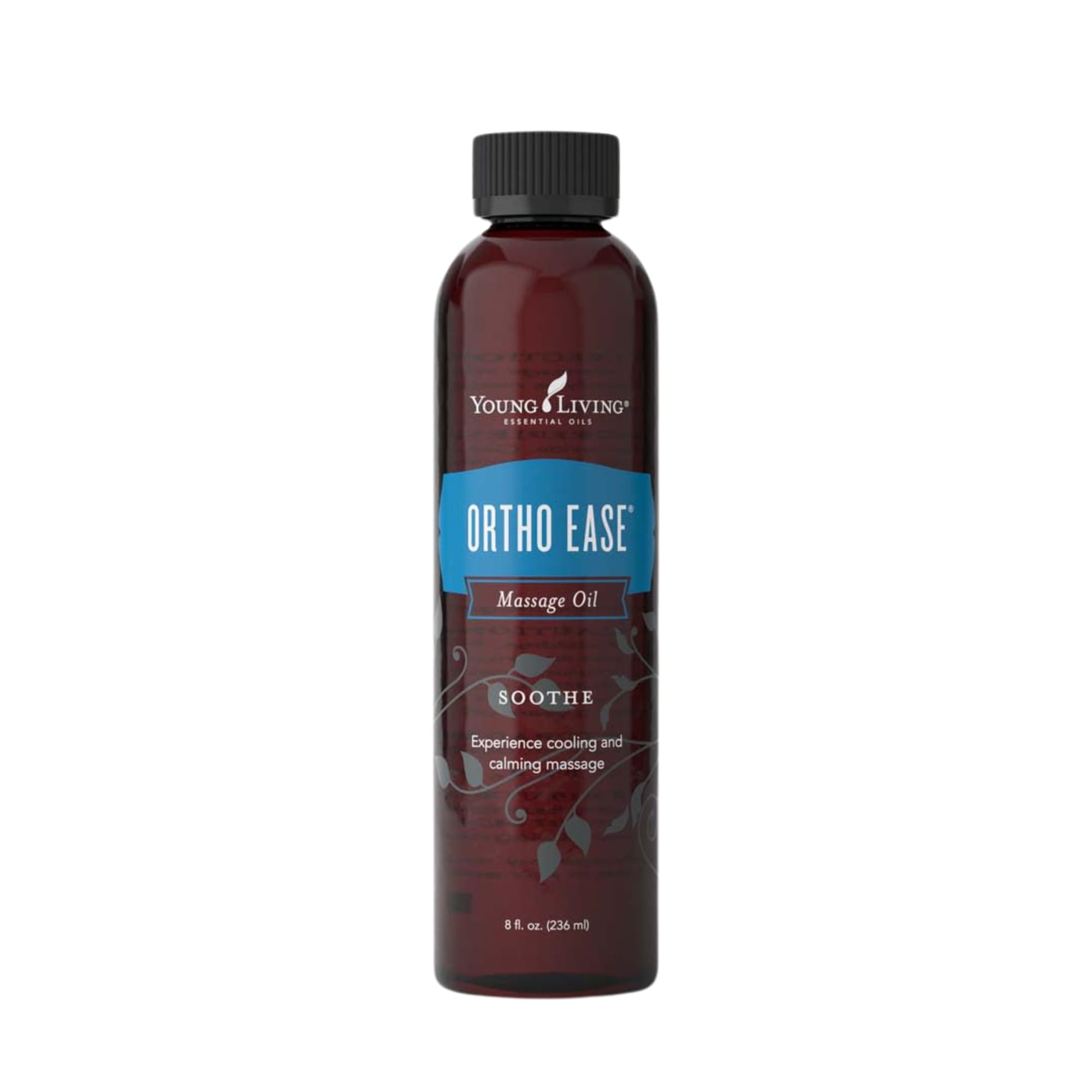Young Living Ortho Ease Massage Oil bottle with a peppermint and lavender blend for relaxing muscles.