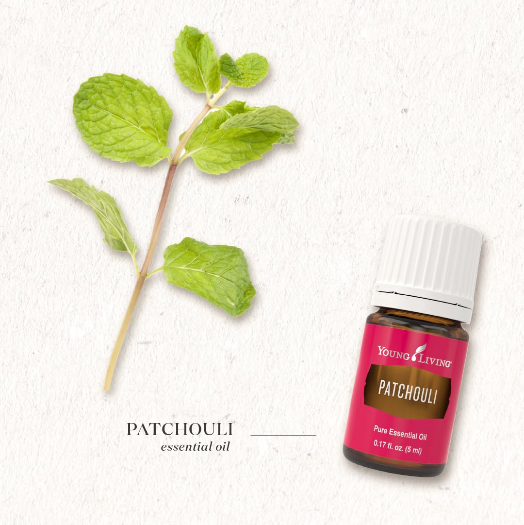 Young Living Patchouli essential oil in skincare routine for a healthy-looking complexion.