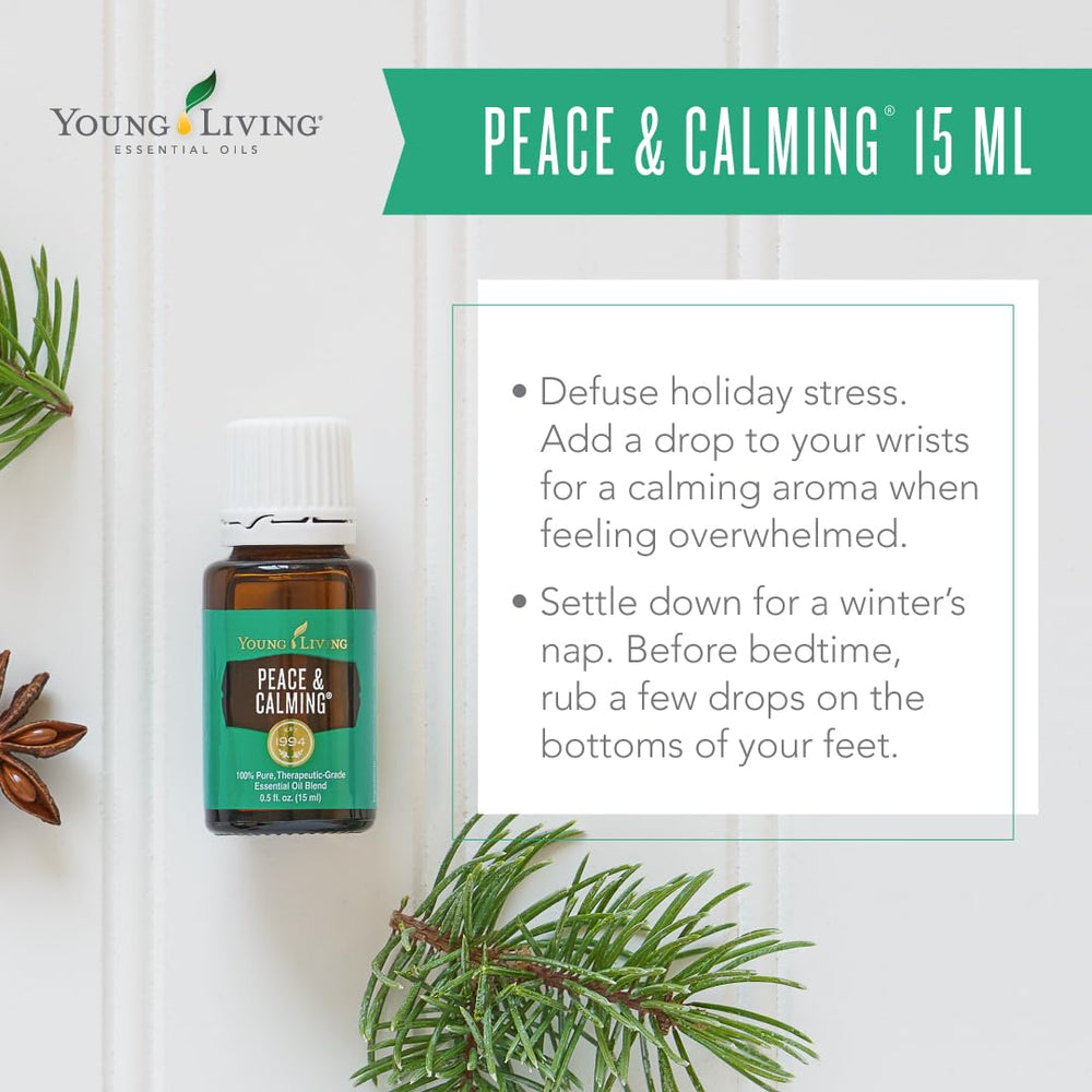 Young Living Peace and Calming packaging display shows gift ready presentation.