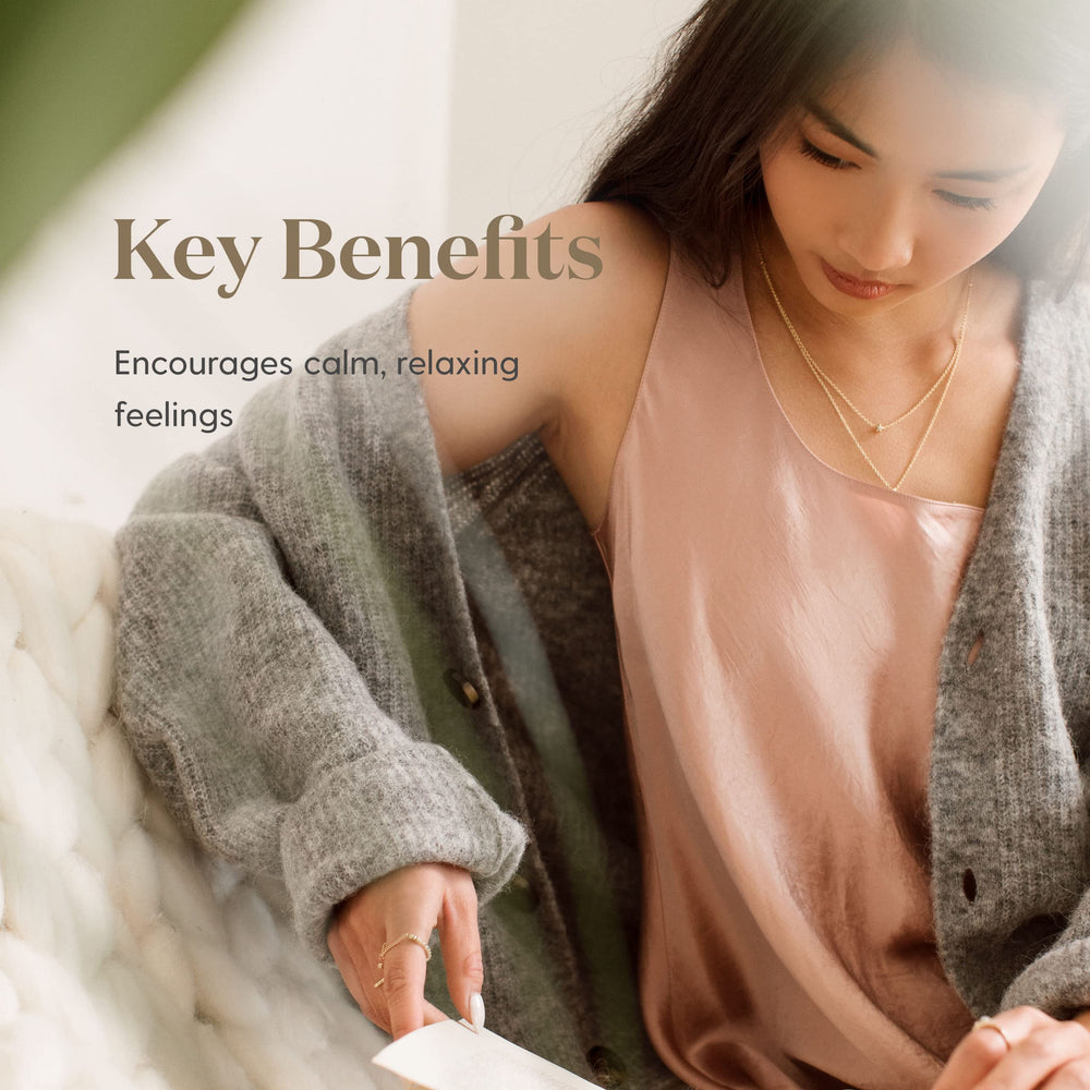 Young Living Peace and Calming relaxation scene evokes a serene, stress-free room environment.