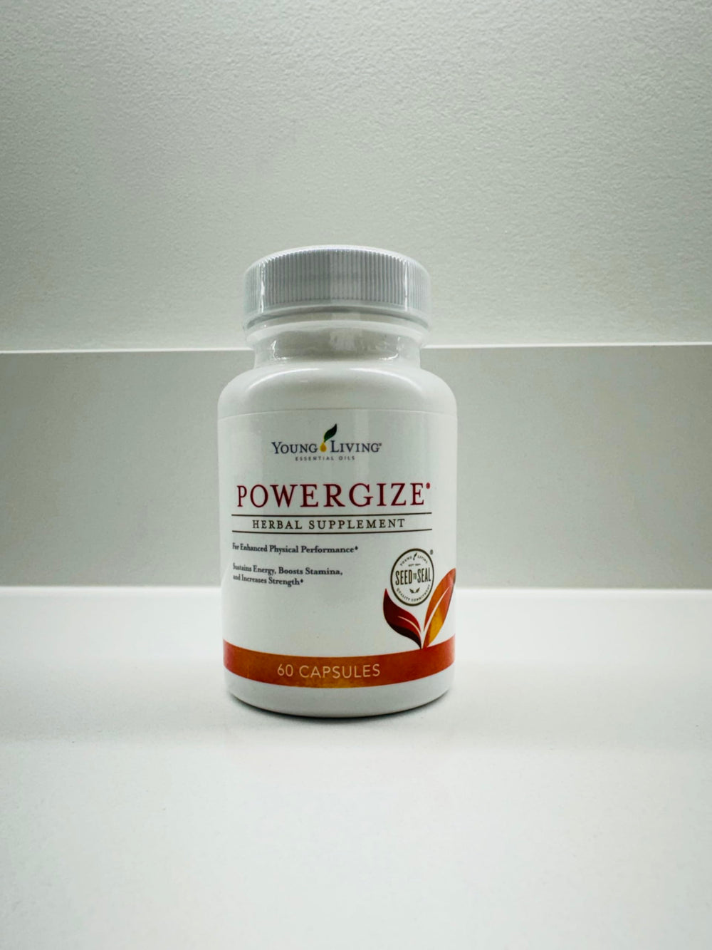 PowerGize bottle on desk to symbolize ongoing vitality throughout day.