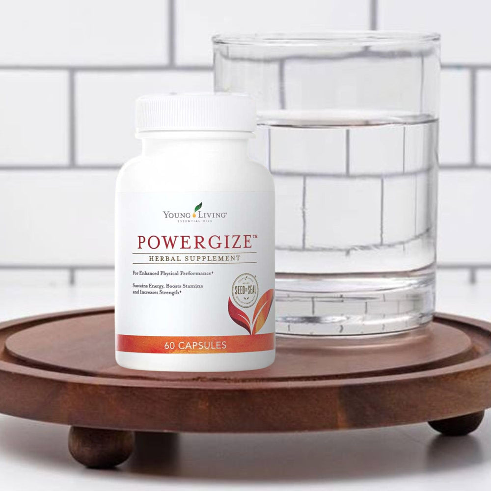 Capsules alongside water bottle representing easy daily wellness ritual.