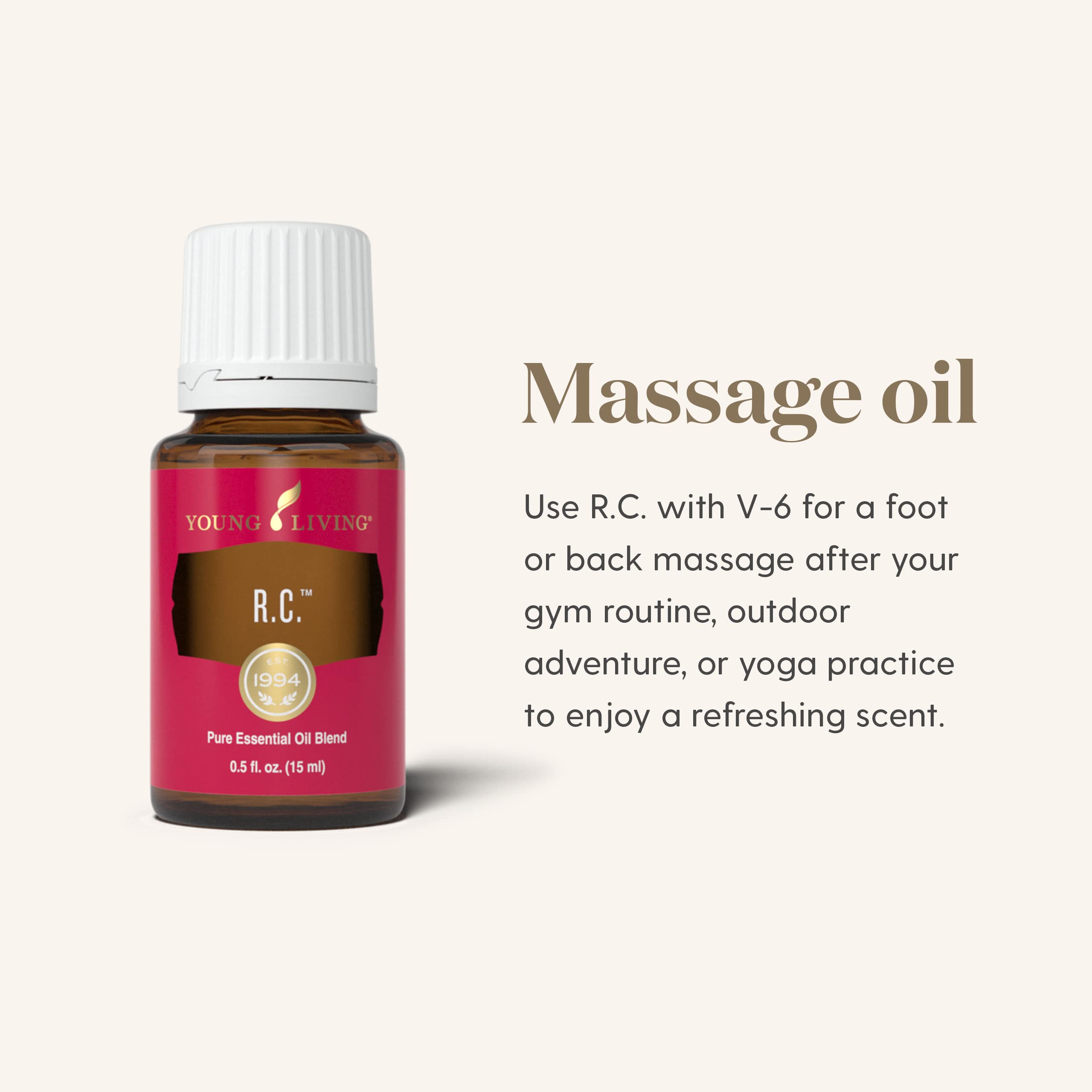 Spa-like aroma from Young Living R.C. enhances relaxation at home.