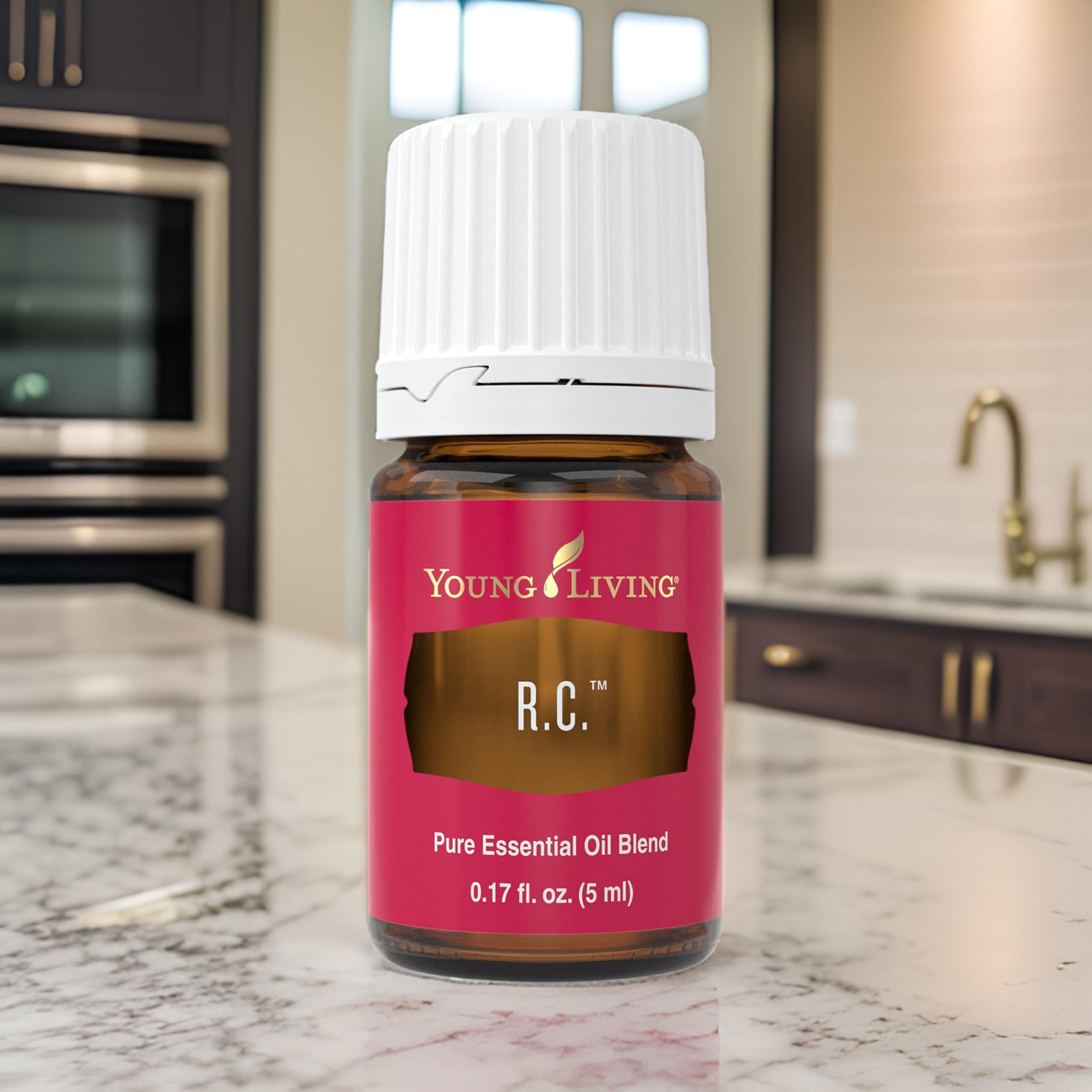 Young Living RC on wood surface showcasing natural fragrance.