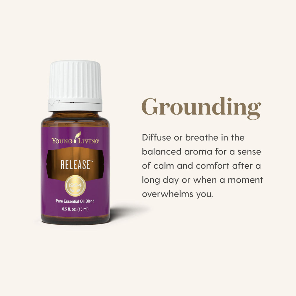 Young Living Release with woodsy and citrus notes in a diffuser.