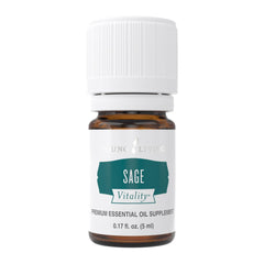 Young Living Sage Vitality 5ml bottle close-up, showcasing premium aroma for rituals and cooking.