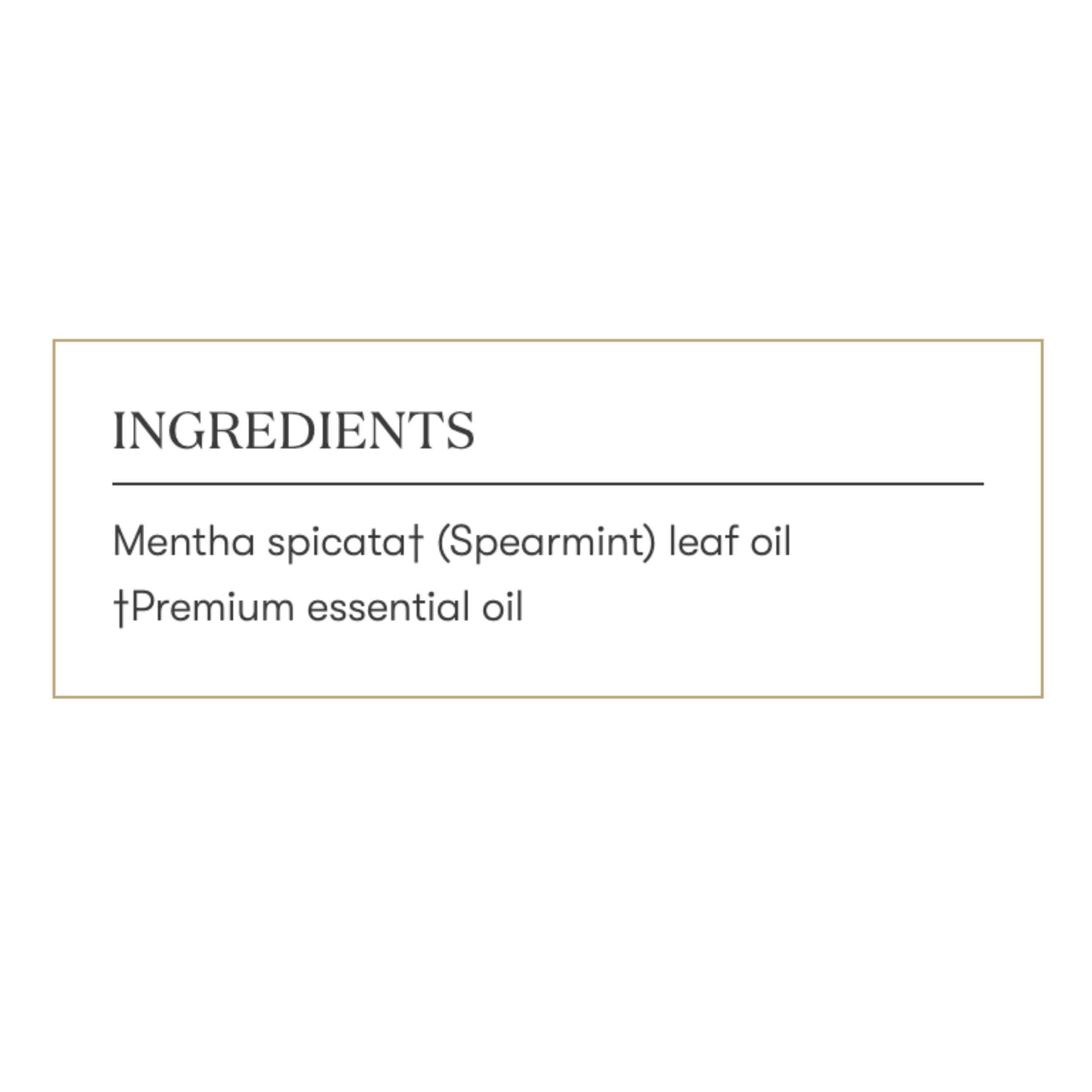 Young Living Spearmint bottle pour demonstrates easy-to-use application
