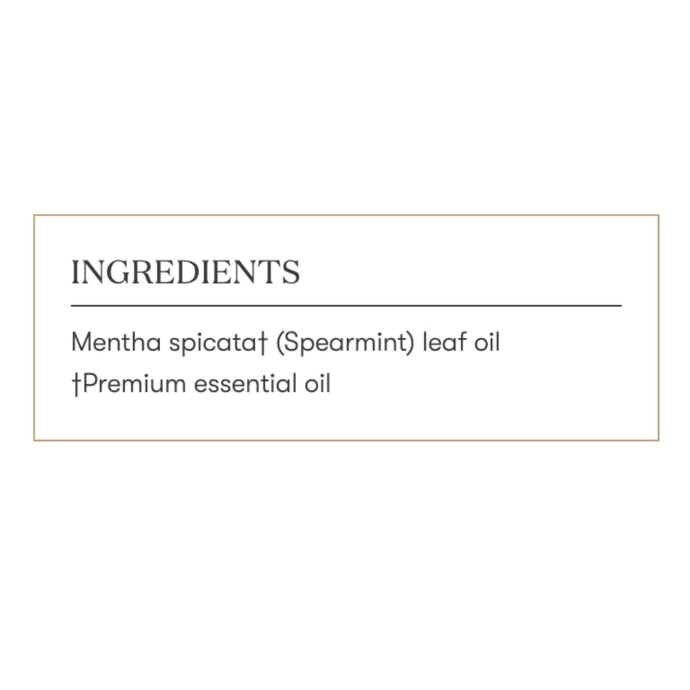 Young Living Spearmint bottle pour demonstrates easy-to-use application