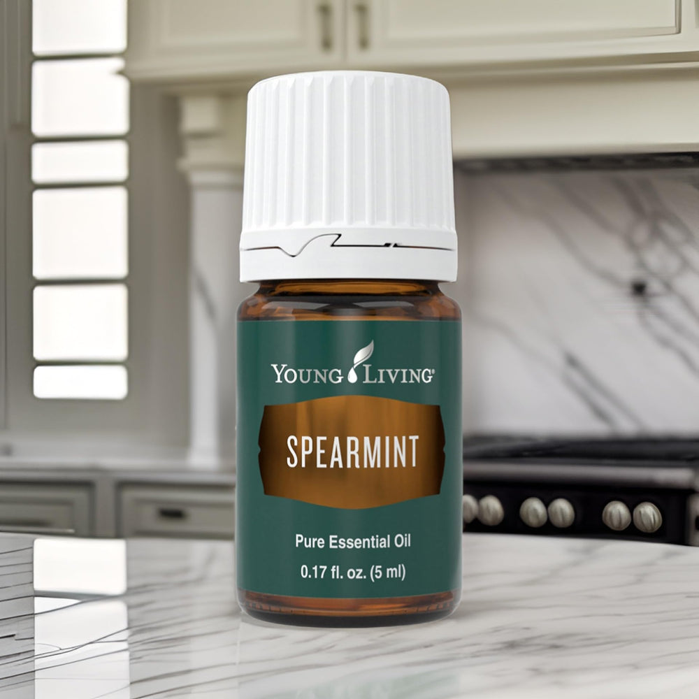 Young Living Spearmint oil offers a refreshing scent ideal for aromatherapy