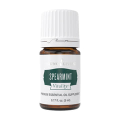 Young Living Spearmint Vitality 5ml bottle ready for culinary use and flavor exploration.
