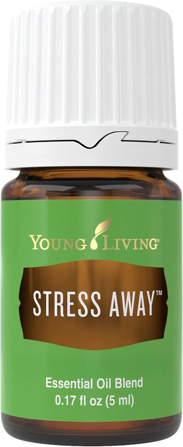 Young Living Stress Away bottle close-up for calming moments.
