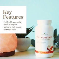 Young Living Sulfurzyme Powder label closeup showing plant-based ingredients for digestion