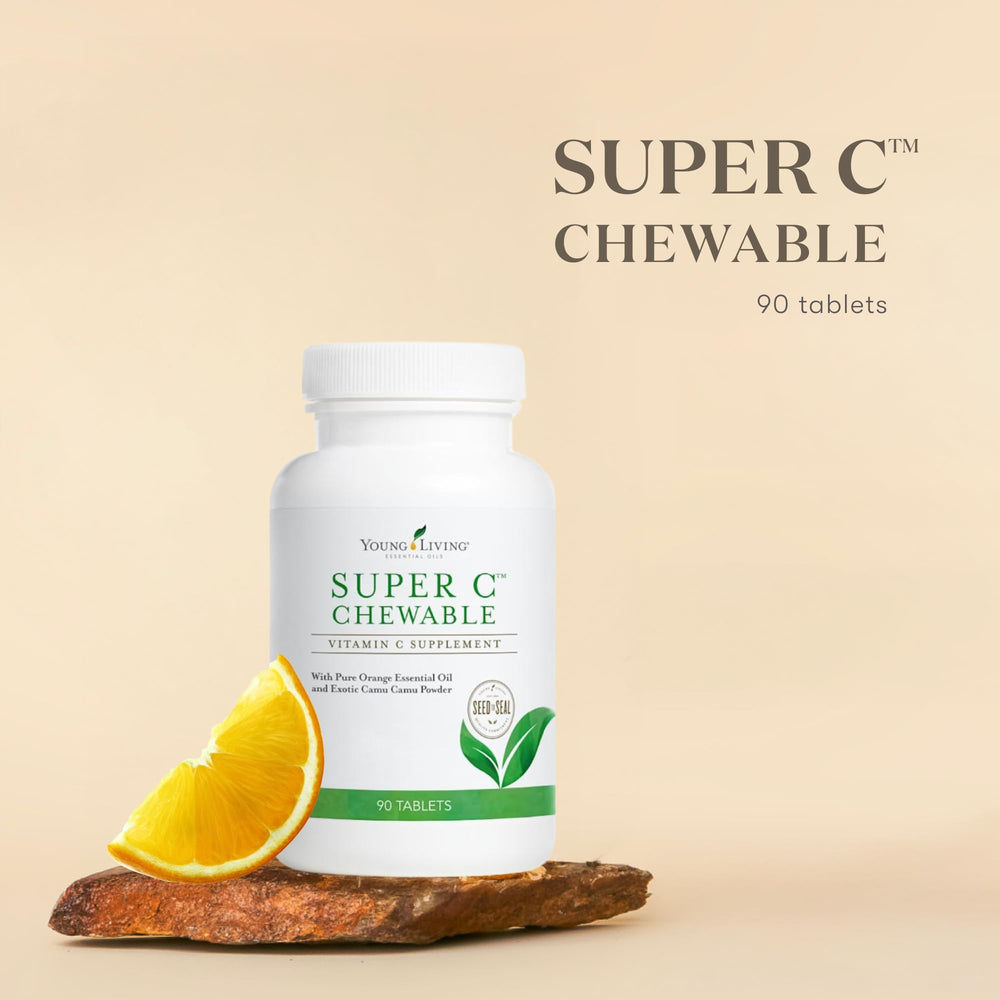 Young Living Super C chewable tablets with orange flavor for a refreshing daily boost.