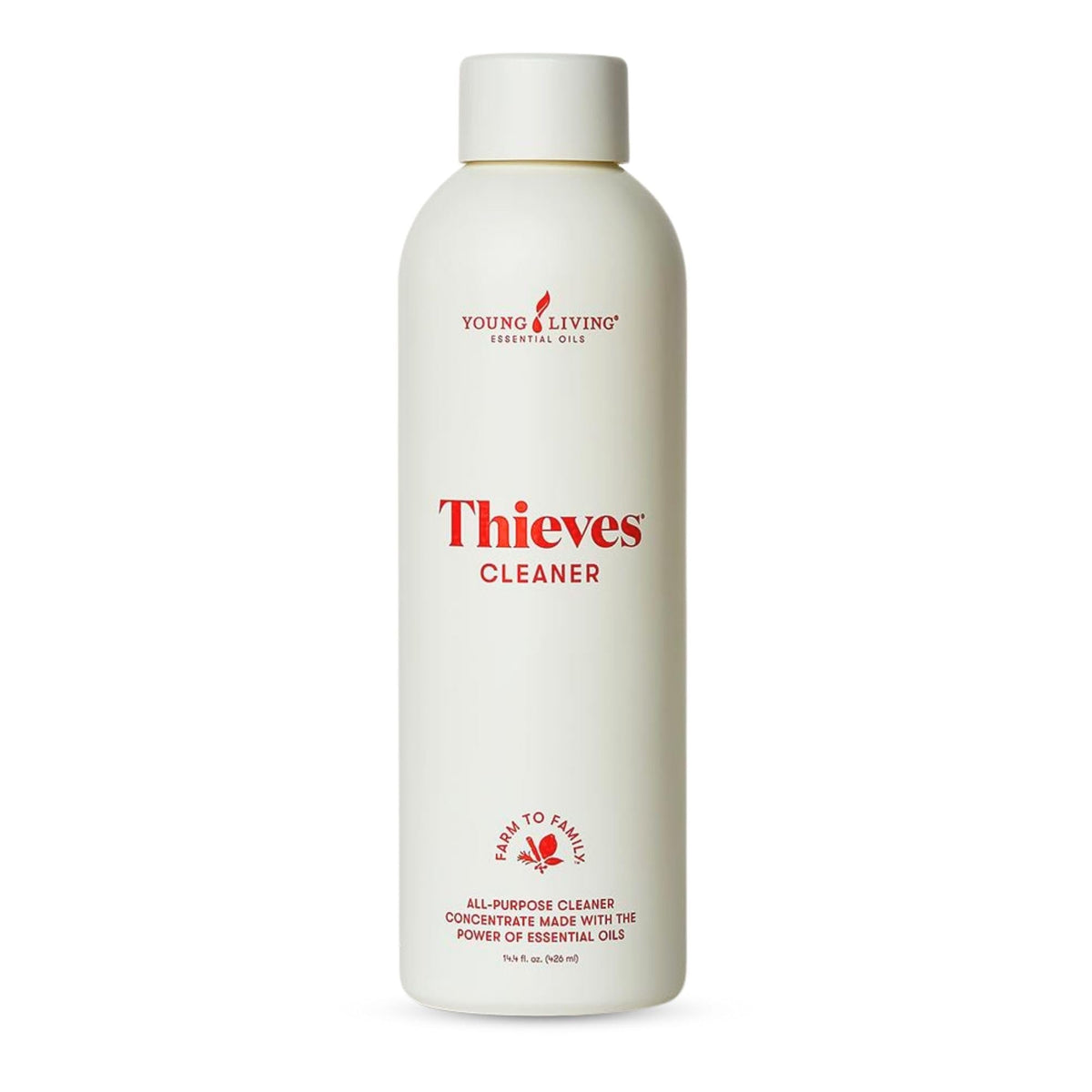 Young Living Thieves Cleaner bottle cap close-up showing concentrated formula.