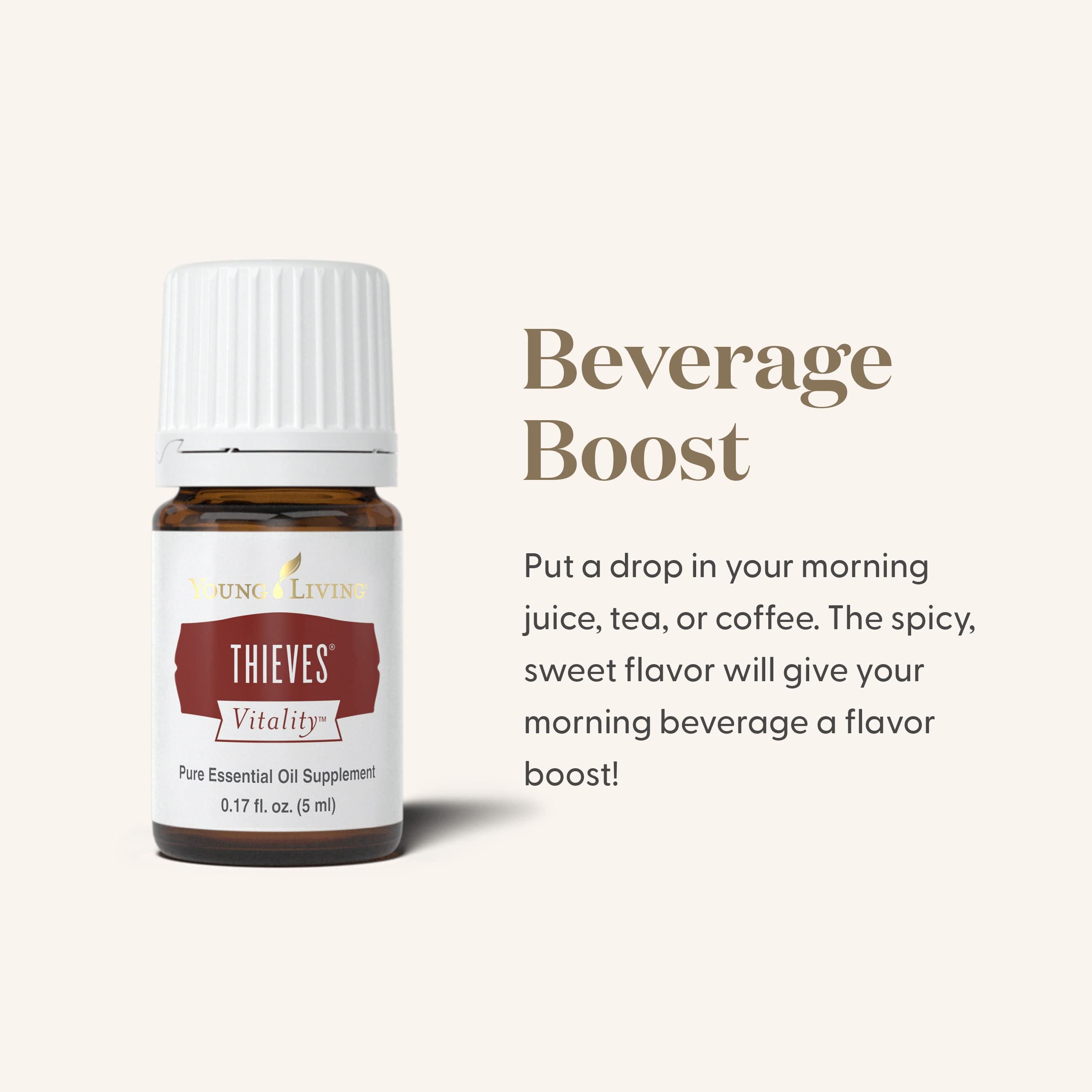 Young Living Thieves Vitality label detail showcasing vegan and kosher certifications.