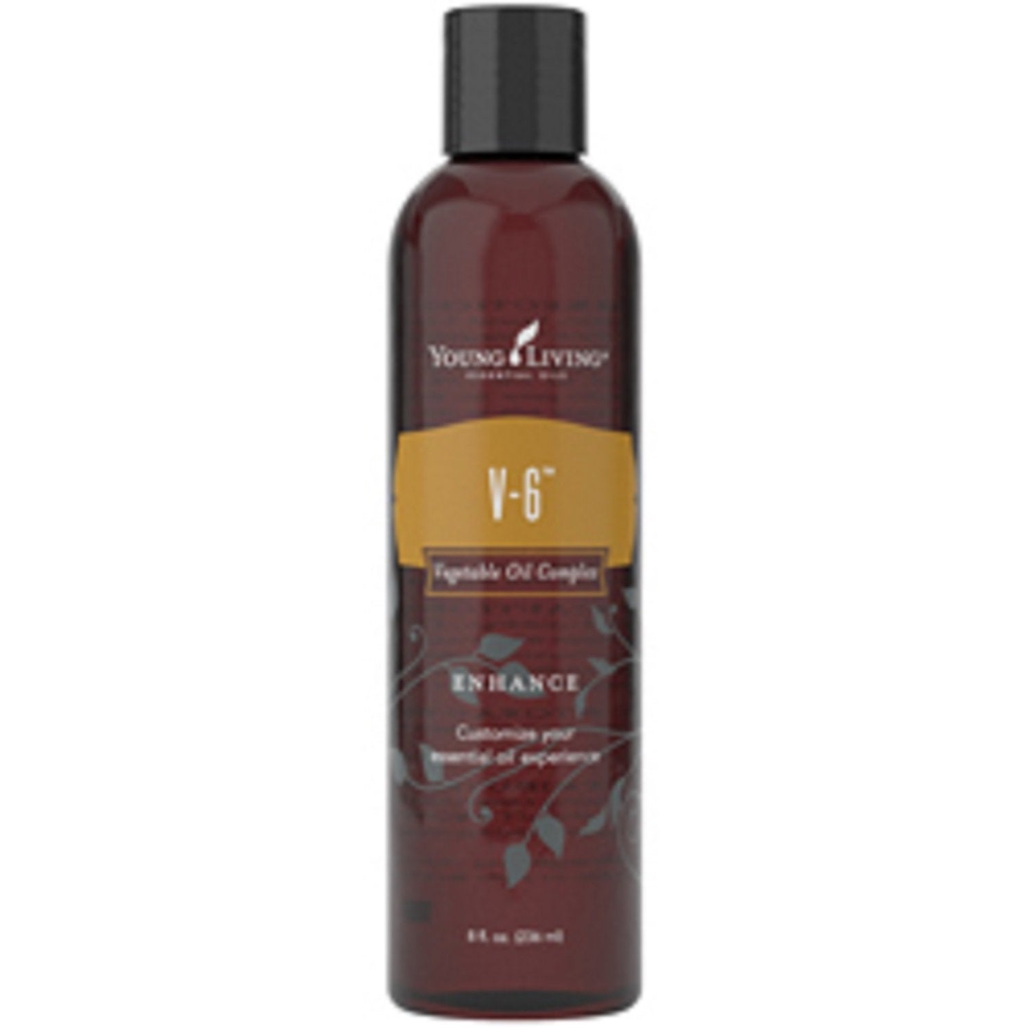 Young Living V-6 bottle, odorless carrier oil for diluting essential oils and massage blends.
