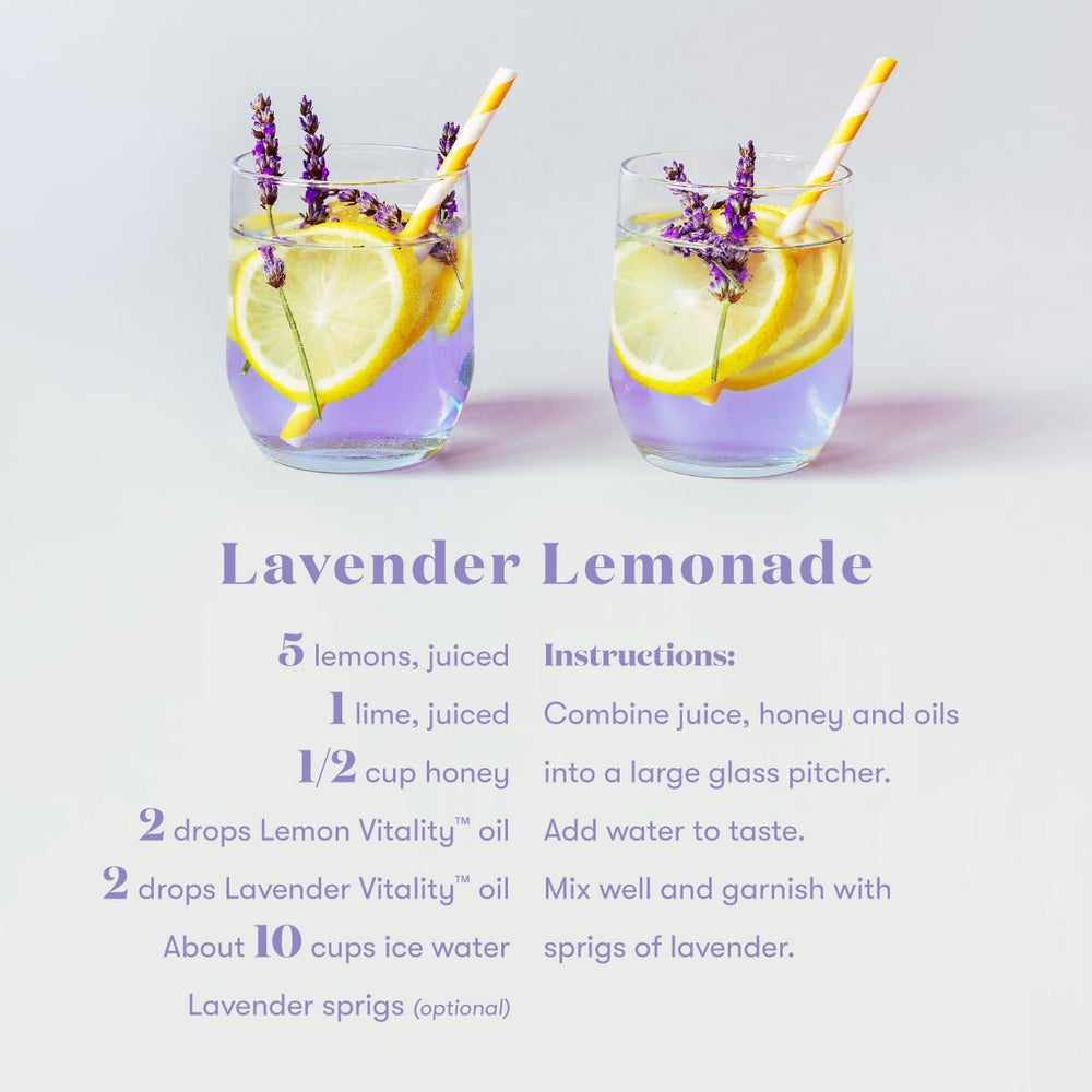 Young Living Vitality Lemon water-glass shot suggesting citrus infusion in drinks