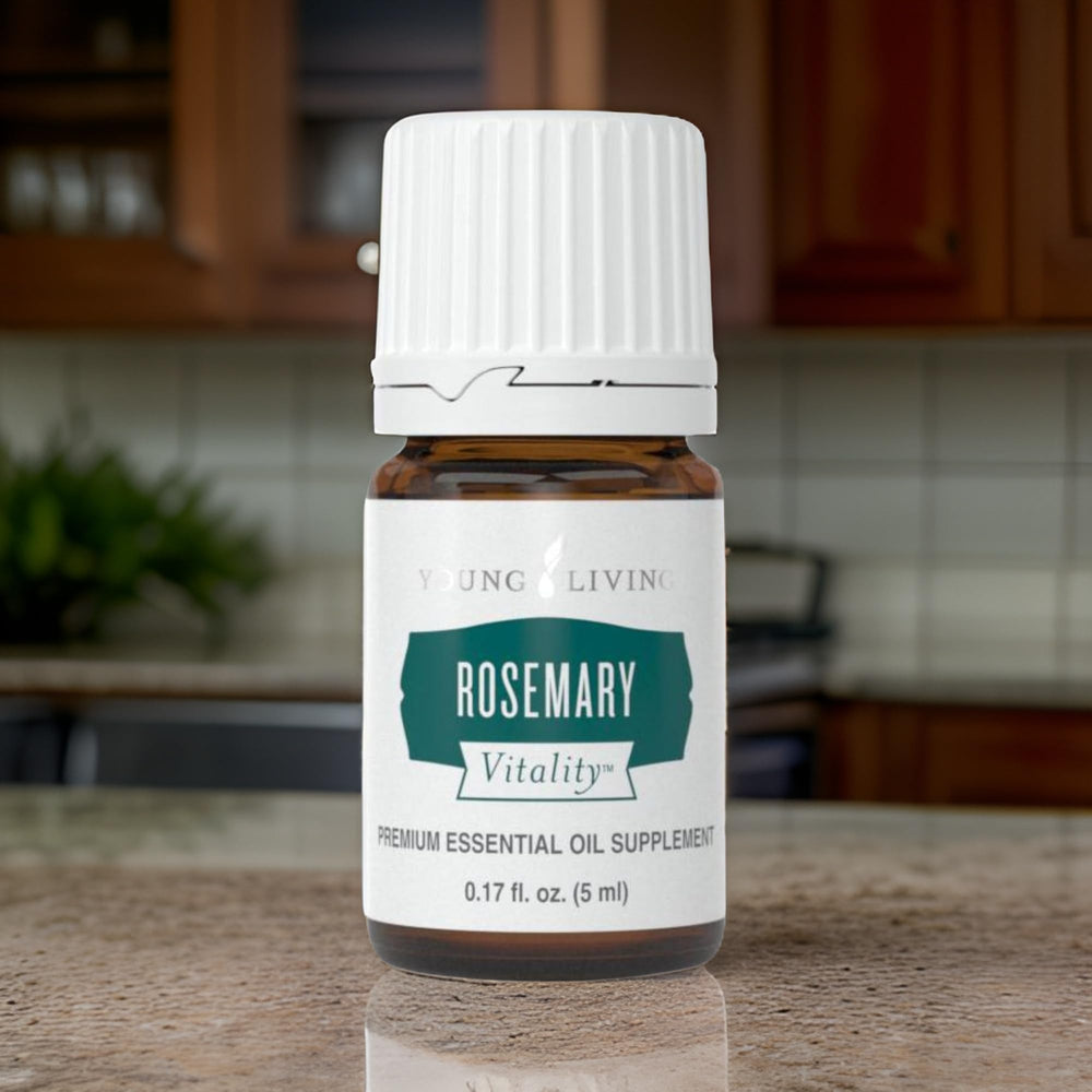 Packaging of Young Living Vitality Rosemary bottle and label